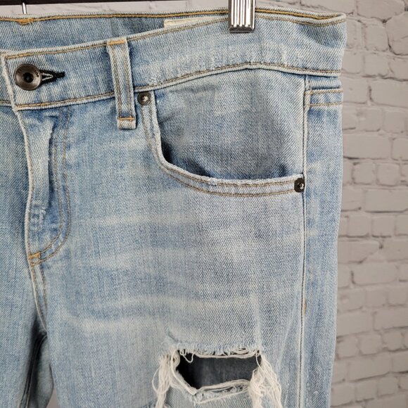 Rag & Bone Blue The Dre Distressed Light Wash Mid Rise Jeans USA Size 28 (33x31) - Picture 10 of 16